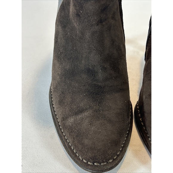 John Varvatos Women's 7.5 High Heel Hand Made Boots Brown Suede Italian Leather - Picture 7 of 15